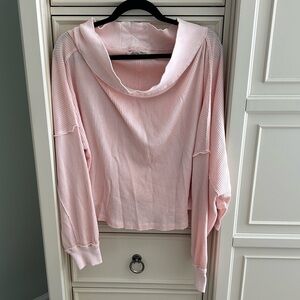 We The Free Light Pink Close To You Off Shoulder Sweater